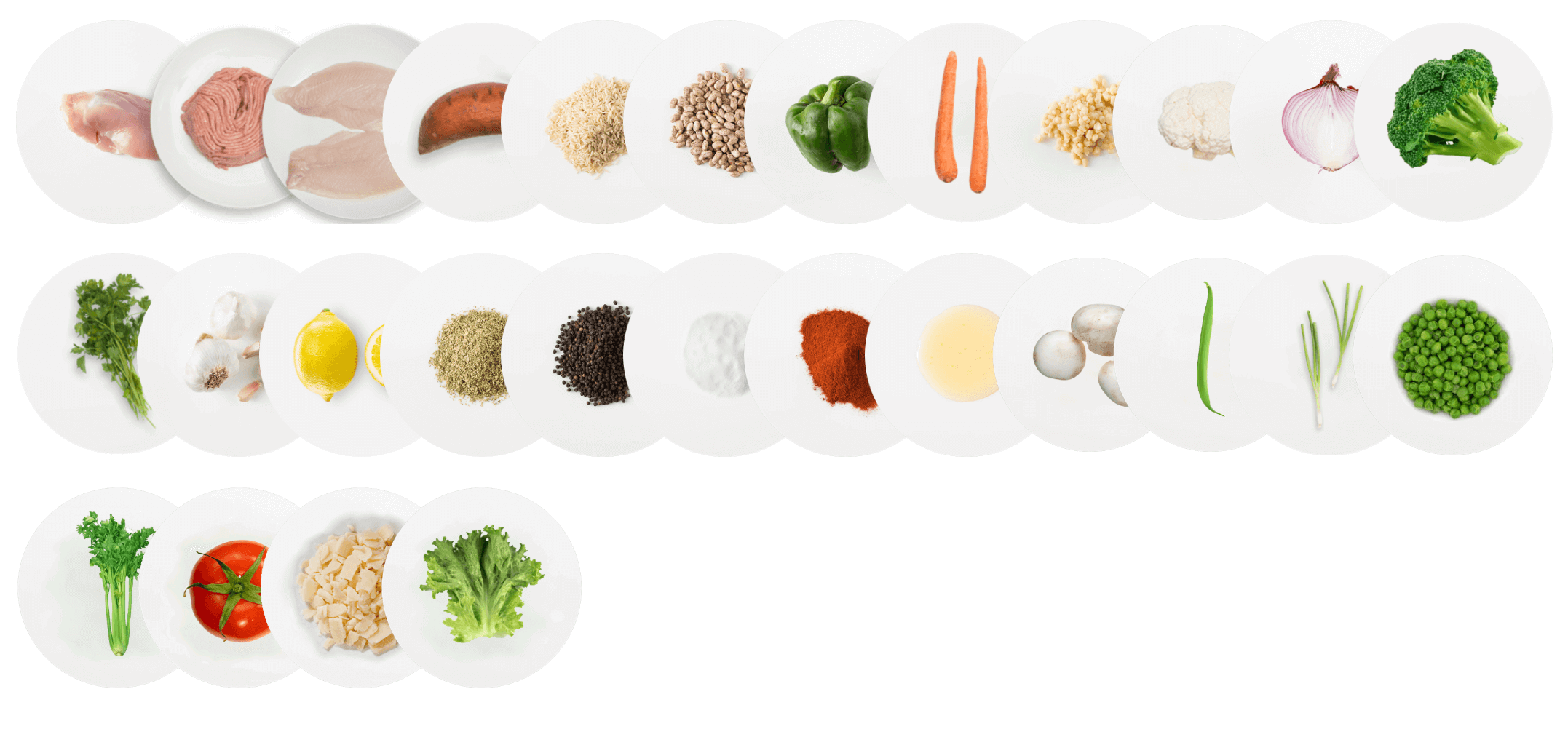 Picture showing all the fresh and natural ingredients your meals are made of. Picture showing all the fresh and natural ingredients your meals are made of