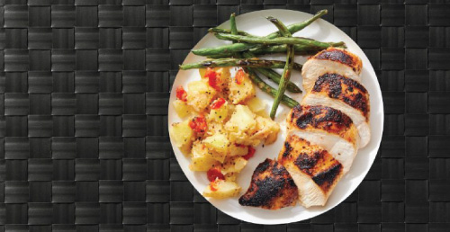 Picture shows a balanced senior meal with lean white protein, a veggie and a side. Picture shows a balanced senior meal with lean white protein, a veggie and a side.