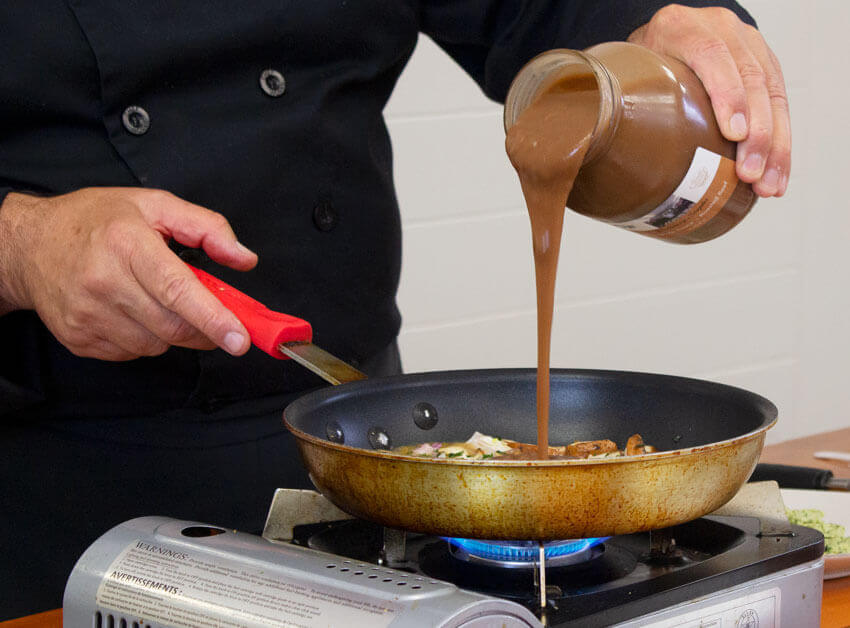 Pour the Espagnole Sauce into the Mixture