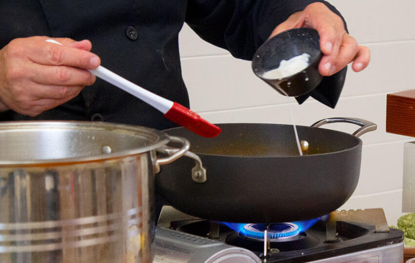 Slowly Pour Slurry Into the Pot and Stir