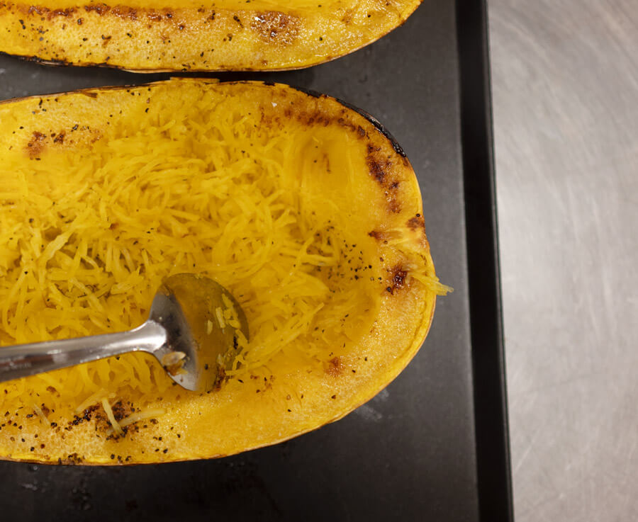 Spaghetti Squash Pulling with Spoon