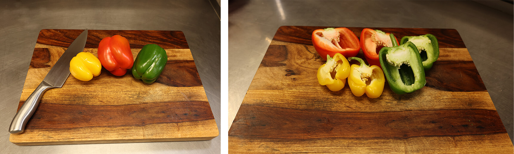 bell peppers sliced in half
