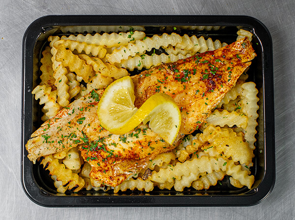 Mediterranean fish & chips meal